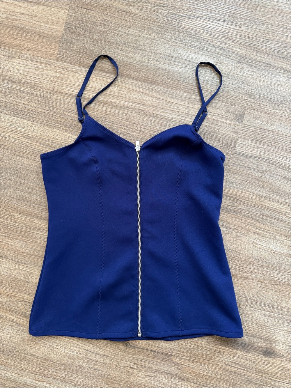 Women's Express Navy Blue Zip-Front Cami Top
